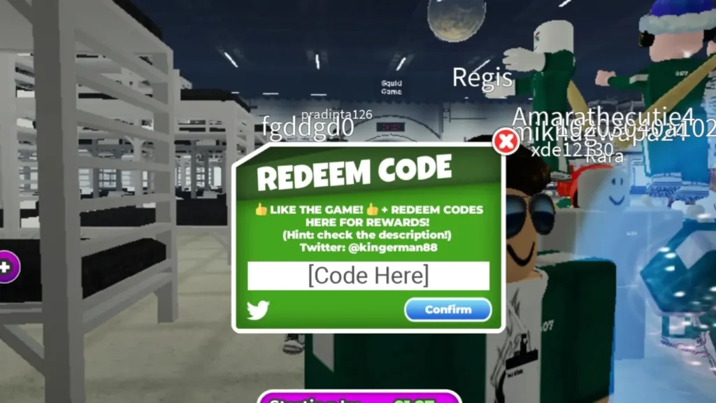 season 2 squid games roblox process to redeem code